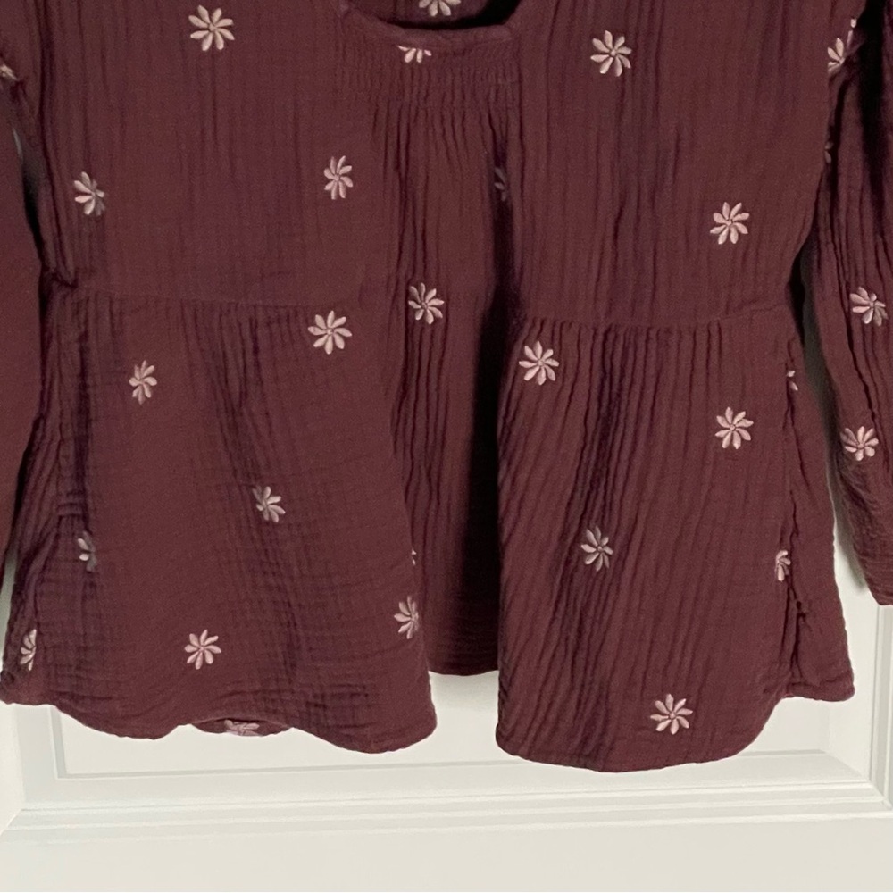 Madewell Embroidered Lightspun Peplum Open-Back Top Size Small 47875 - Picture 11 of 16